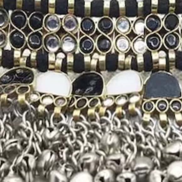 Turkmen Handmade Choker With Black and White Stones, Tribal Ethnic Choker - Picture 5 of 6